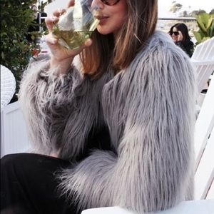 Zara Gray Shag Fur Coat